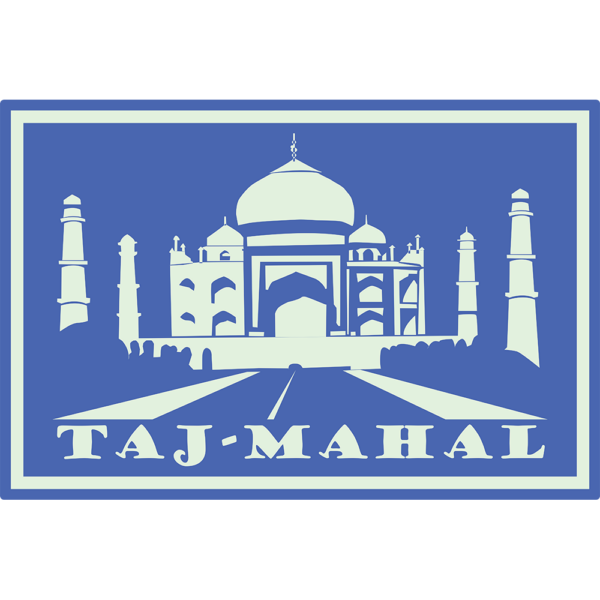 Blue horizontal sign of the Taj-Mahal