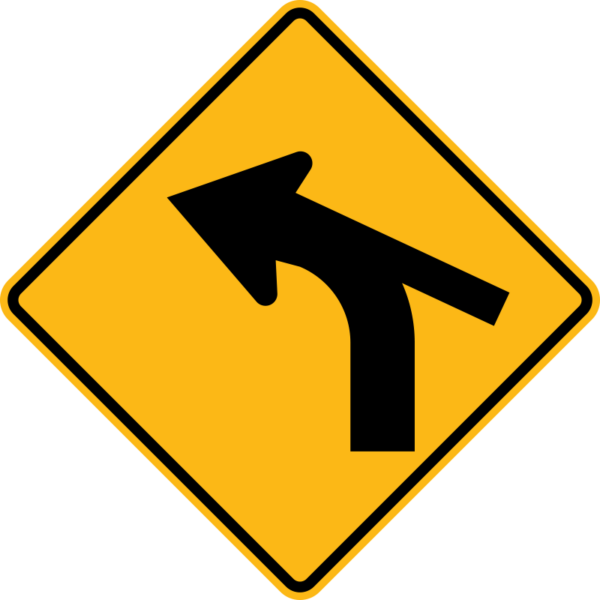 W1-10cL Left Curve With Side Road Sign