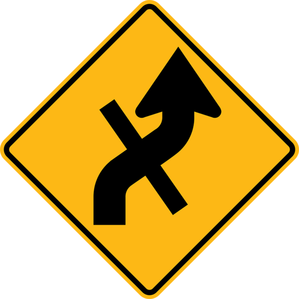 W1-10eR Right Curve With Cross Road Sign