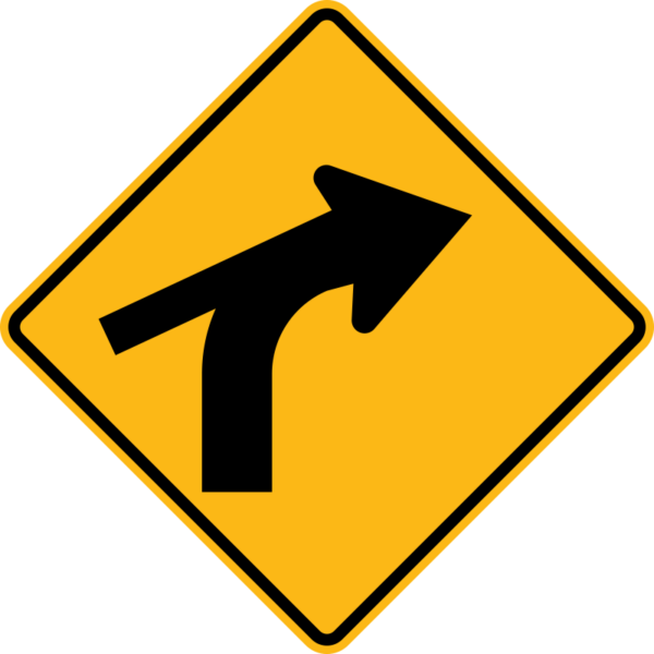 W1-10cr Right Curve With Side Road Sign