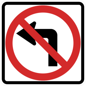 R3-2 No Left Turn Symbol Sign