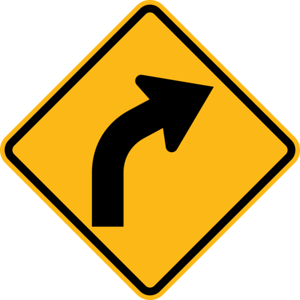 W1-2R Curve Symbol Right Arrow Sign | Sign Maven