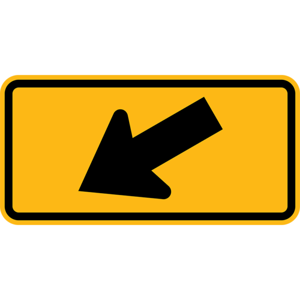 W16-7PL Downward Diagonal Arrow Plaque Left Sign