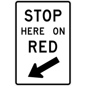 R10-6L Stop Here On Red Left Arrow Sign