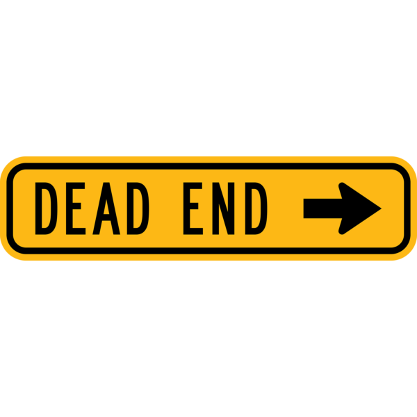 W14-1aR Dead End Right Arrow Sign