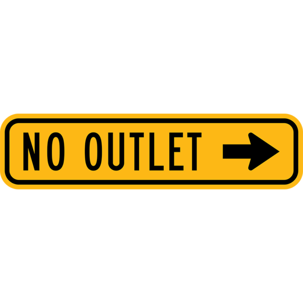 W14-2aR No Outlet Right Arrow Sign