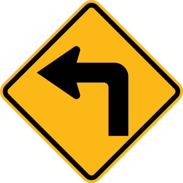 W1-1L Left Turn Symbol Sign