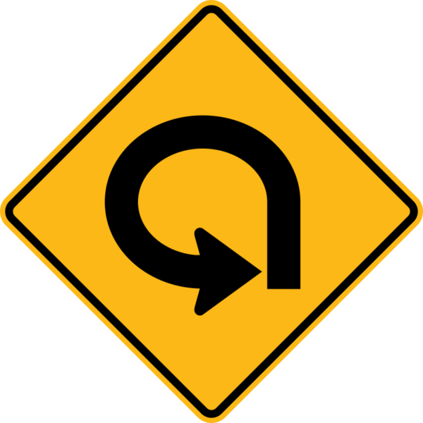 W1-15L 270 Degree Loop Symbol Left Sign