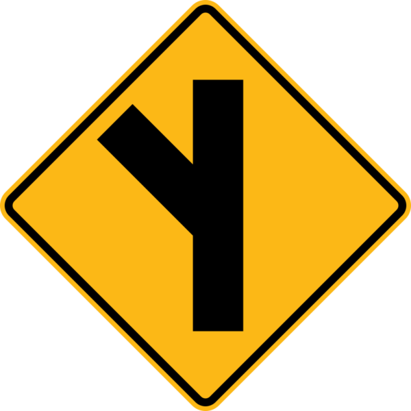 W2-3L 45 Degree Side Road Symbol Left Sign