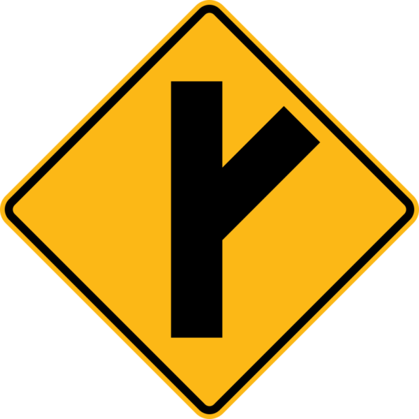 W2-3R 45 Degree Side Road Symbol Right Sign