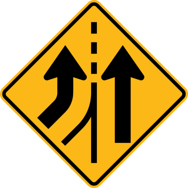 W4-3L Added Lane Symbol Left Sign