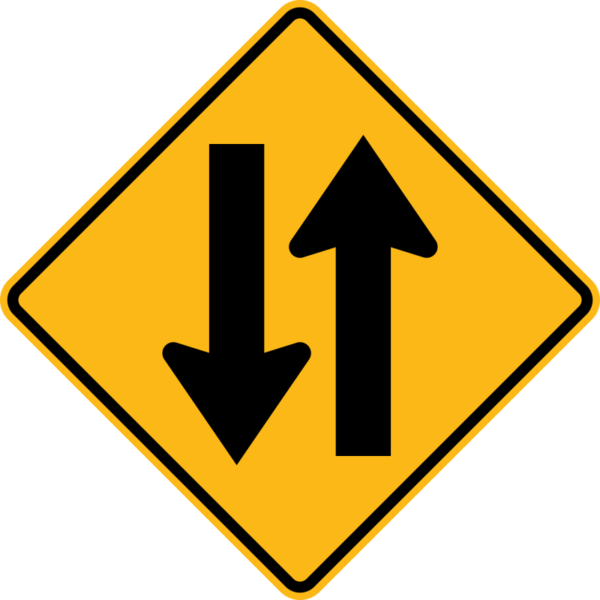 W6-3 Two Way Traffic Symbol Sign