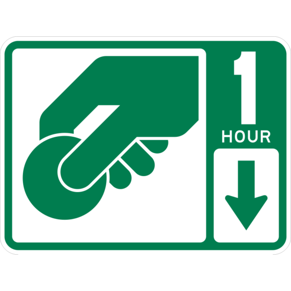 R7-20 Pay Station 1 Hour Down Arrow Sign