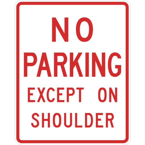 R8-2 No Parking Except On Shoulder Sign