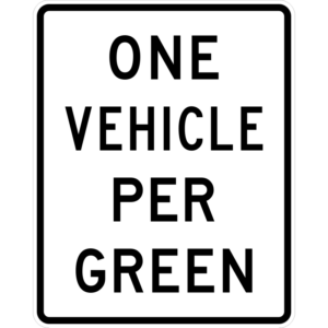 R10-28 One Vehicle Per Green Sign