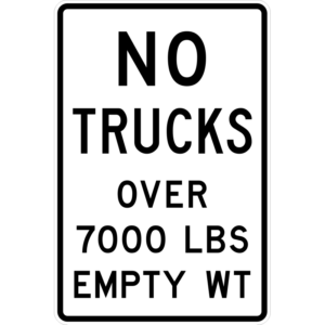 R12-3 No Trucks Over 7000 Weight Limit Sign