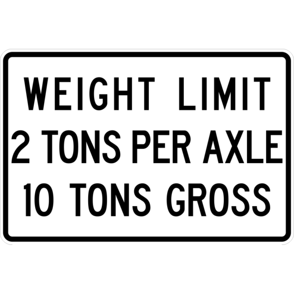 R12-4 Weight Limit 2 Tons Per Axle Sign