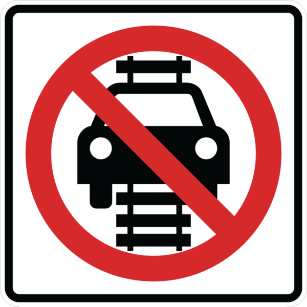 R15-6 No Motor Vehicles On Tracks Symbol Sign