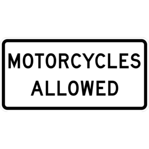 R3-11P Motorcycles Allowed Plaque Sign