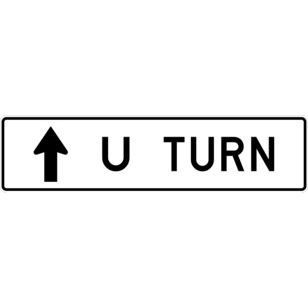 R3-26a U Turn Straight Arrow Sign