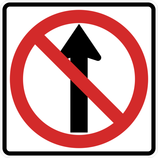 R3-27 No Straight Through Symbol Sign