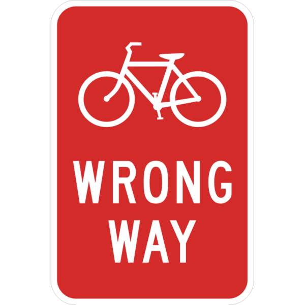 R5-1b Bicycle Wrong Way Sign