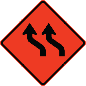 W1-4bL Two Lane Reverse Curve Symbol Left Sign