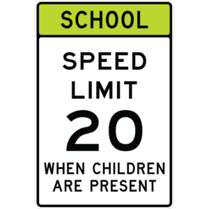 S5-101 (WA) School Speed Limit 20 When Children Are Present Sign