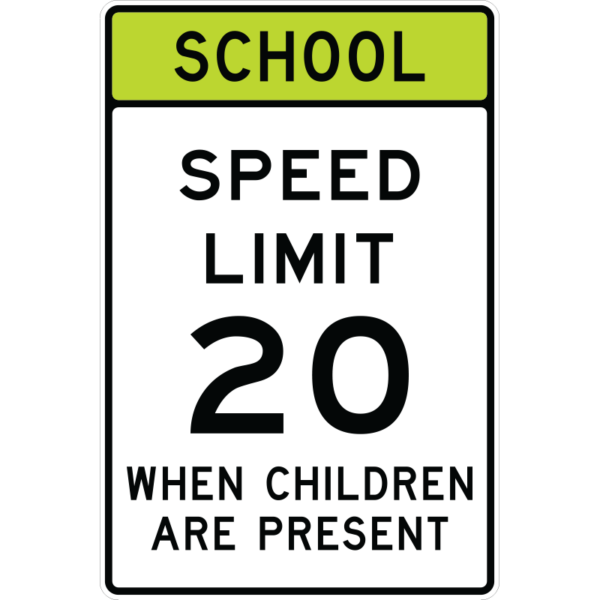 S5-101 (WA) School Speed Limit 20 When Children Are Present Sign