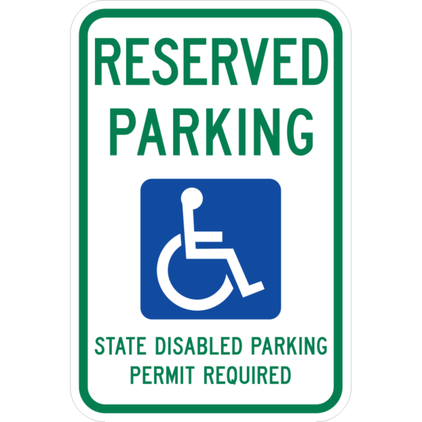 R7-801 WA Reserved Parking Handicap Symbol State Disabled Parking Permit Required Sign