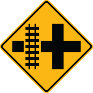 W10-2L Parallel Railroad Crossing Crossroad Left Side Sign