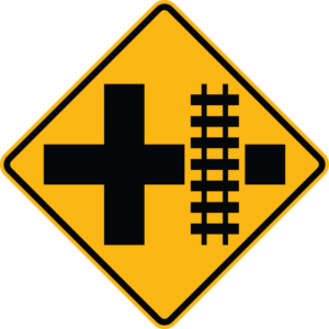 W10-2R Parallel Railroad Crossing Crossroad Right Side Sign