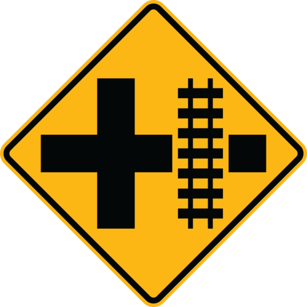 W10-2R Parallel Railroad Crossing Crossroad Right Side Sign