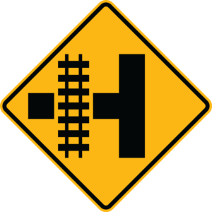 W10-3L Parallel Railroad Crossing Side Road Left Side Sign