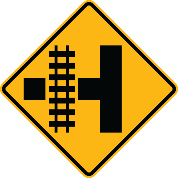 W10-3L Parallel Railroad Crossing Side Road Left Side Sign