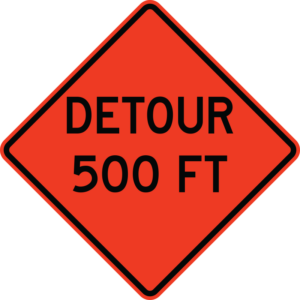 W20-2 Detour 500 Ft Sign