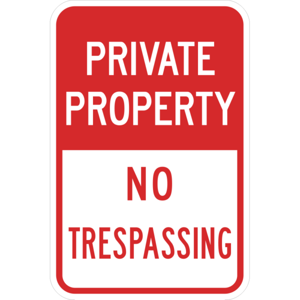 Red Private Property No Trespassing Sign