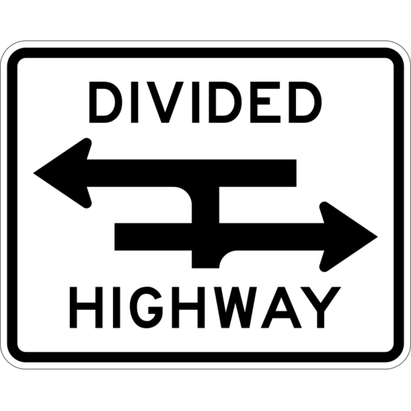 R6-3a Divided Highway Crossing Sign