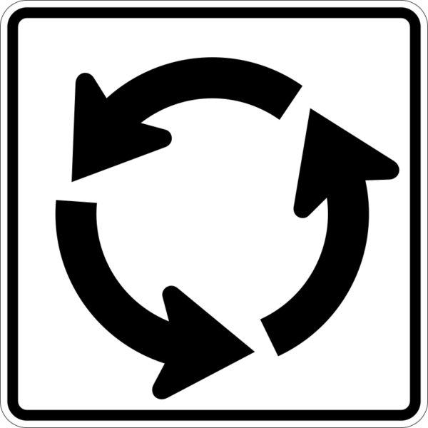 R6-5P Roundabout Circulation Symbol Sign