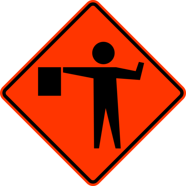 W20-7 Flagger Symbol Construction Sign