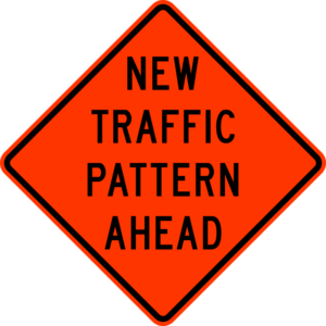 W23-2 New Traffic Pattern Ahead Sign