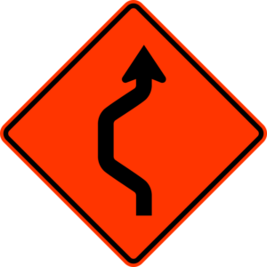 W24-1L Double Reverse Curve 1 Lane Left Construction Sign