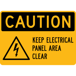 aution Keep Electrical Panel Area Clear with Symbol Sign
