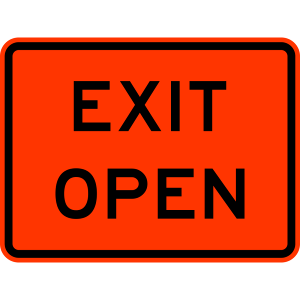 Orange exit open sign