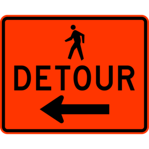 M4-9bL Pedestrian Detour Construction Sign