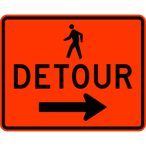 M4-9bR Pedestrian Detour Right Construction Sign