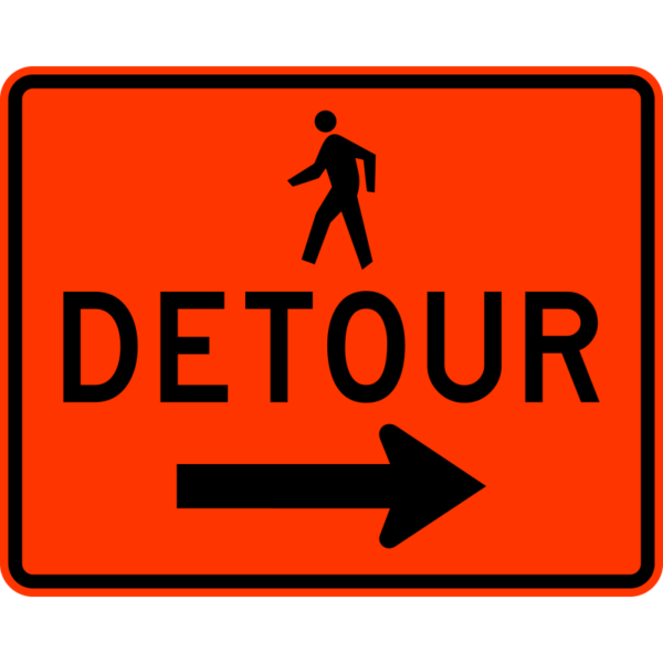 M4-9bR Pedestrian Detour Right Construction Sign