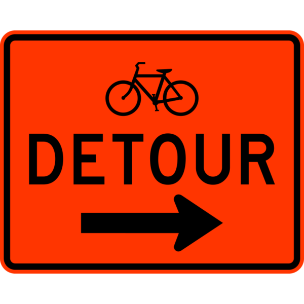 M4-9cR Bicycle Detour Right Construction Sign