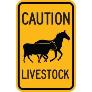 Caution Livestock Sign