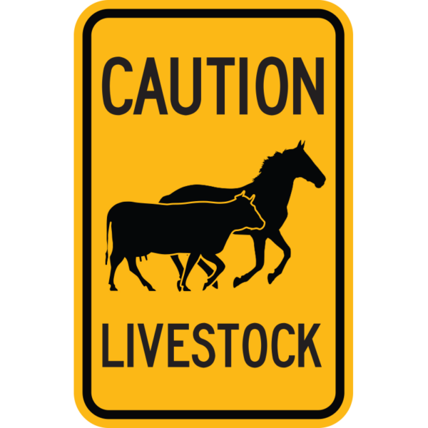 Caution Livestock Sign